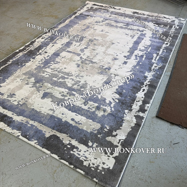 Ковер в гостиную дизайн 08 Синий с Серым