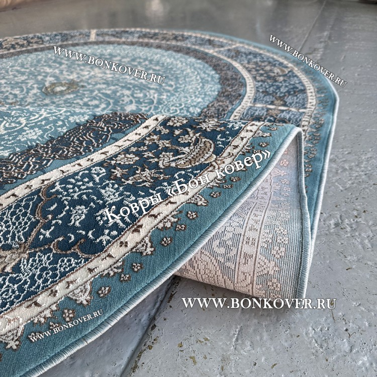 Турецкий Ковер Для гостиной New дизайн 376 Синий Овал