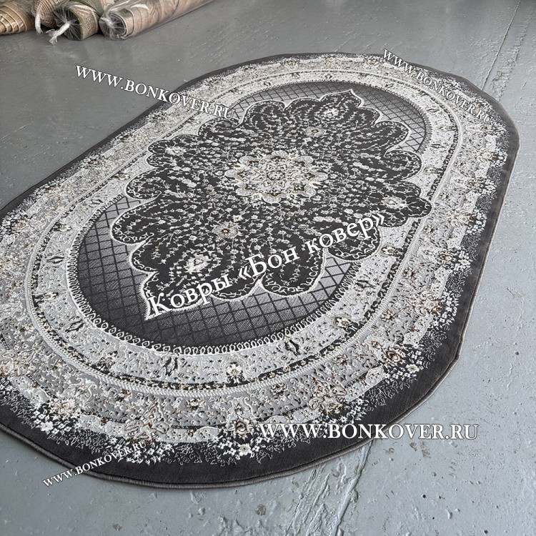 Турецкий Ковер Для гостиной New дизайн 369 Серый Овал