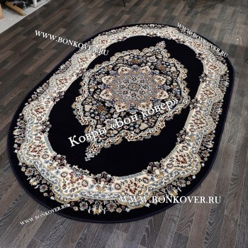 Турецкий Ковер Медальон дизайн 72 Синий Овальный