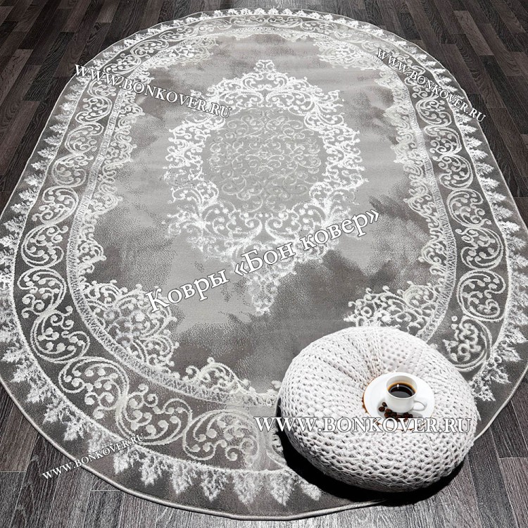 Современный Турецкий Ковер Дизайн 182 Серый Овал