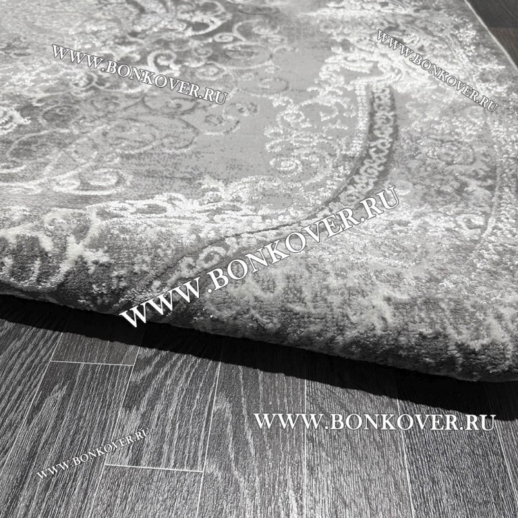 Современный Турецкий Ковер Дизайн 188 Серый с Белым Овал