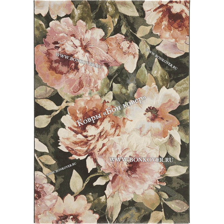 Бельгийский Высокоплотный Ковер с Цветами Дизайн 28110 Зеленый