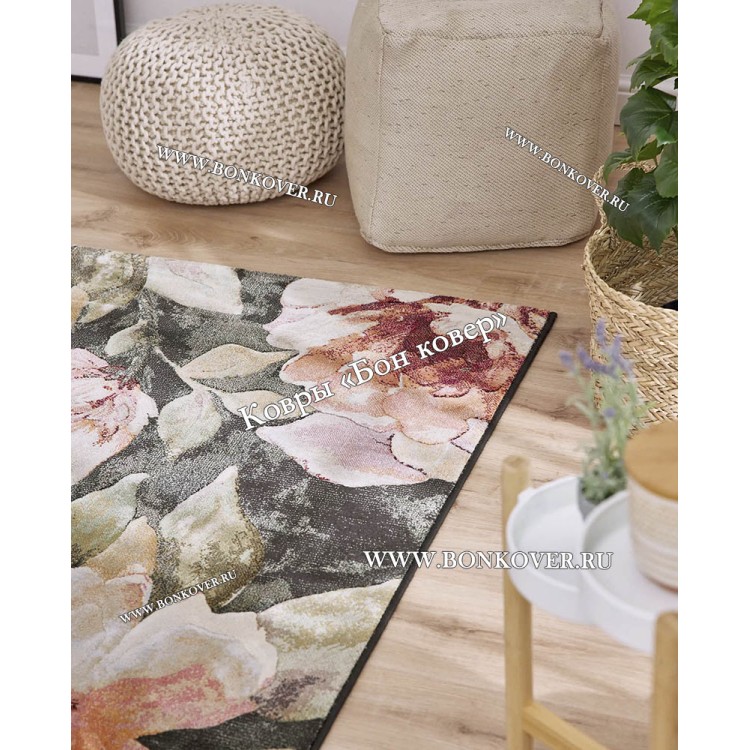 Бельгийский Высокоплотный Ковер с Цветами Дизайн 28110 Зеленый