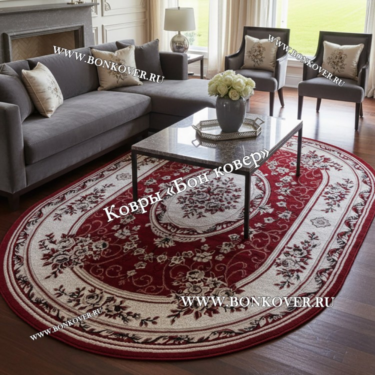 Ковер Лайт Карпет New 4 Дизайн 18 Красный Овал