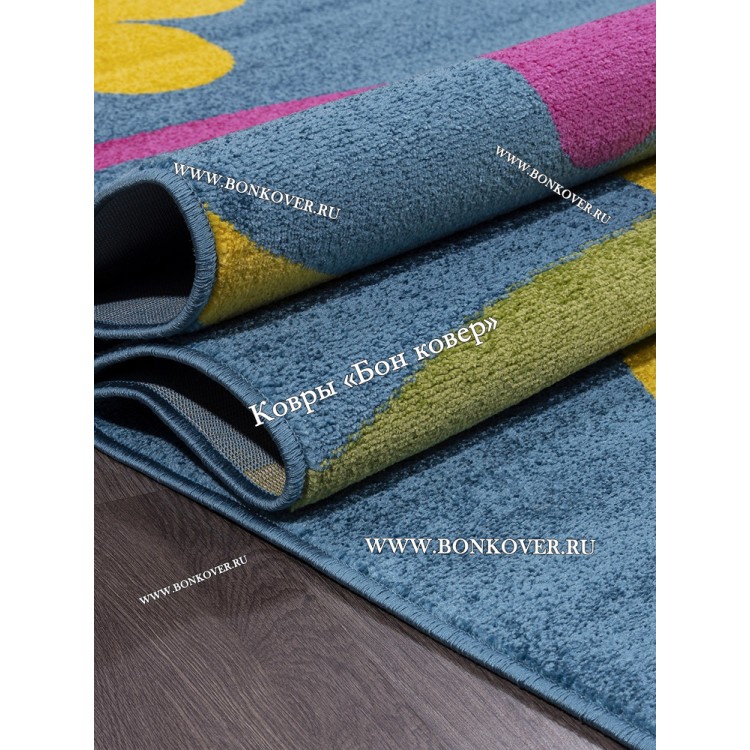 Детский Ковер С Ромашками Синий Арт 30011