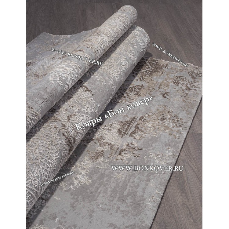 Абстрактный ковер дизайн 79 коричневый с серым