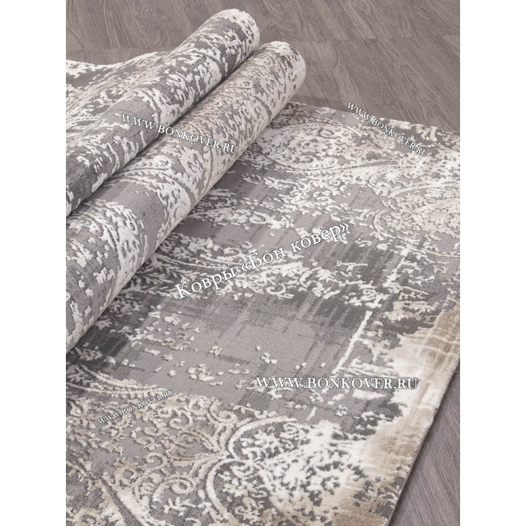 Абстрактный ковер дизайн 99 коричневый с серым