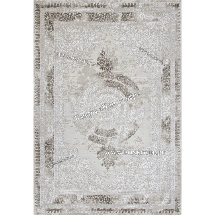 Классический ковер дизайн 104 Белый с бежевым