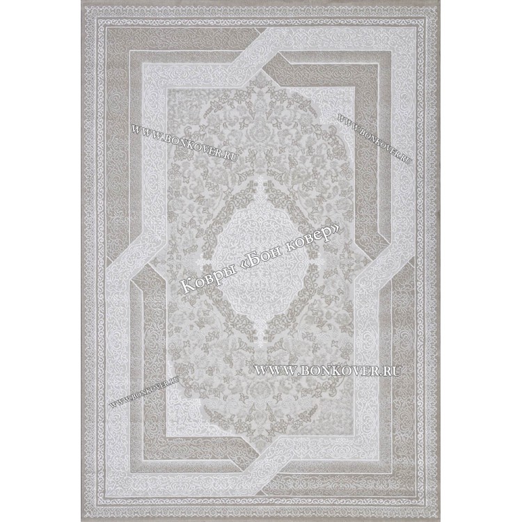 Классический ковер дизайн 105 Белый с бежевым